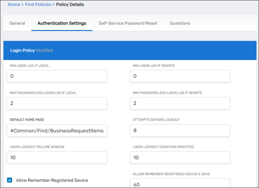 Default Home Page field