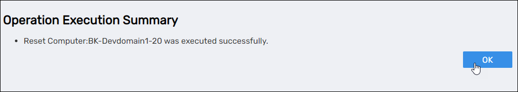Operation Execution Summary confirmation dialog