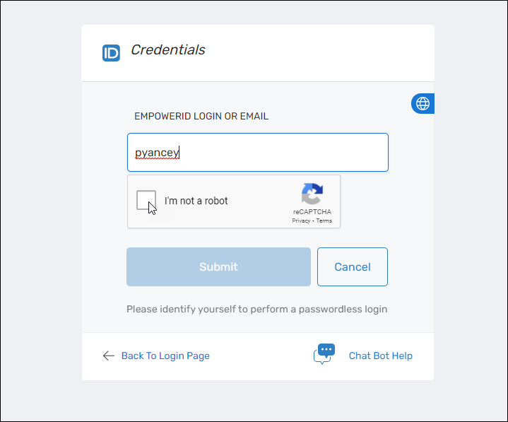 Enter Login or Email