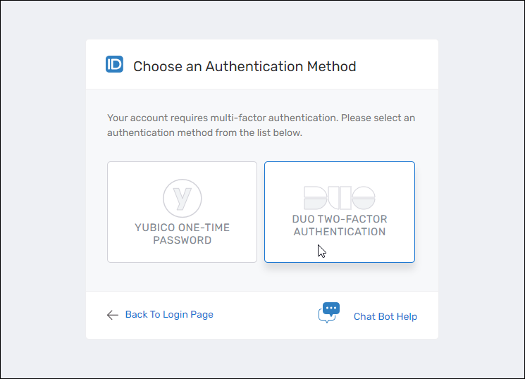 Choose Authentication Method