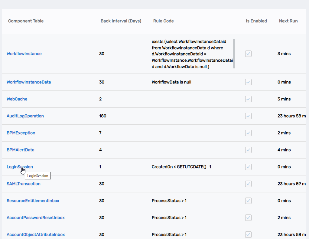 Archiving Rules Page