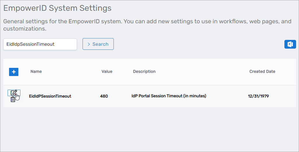 Edit Session Timeout Setting