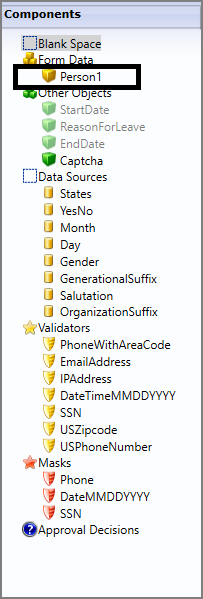 Person1 in components tree