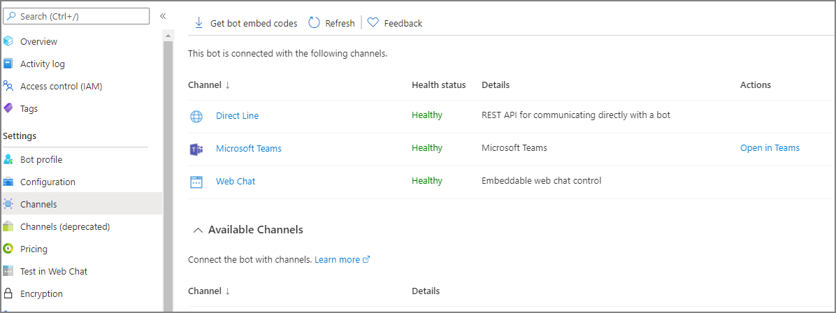 Configure Direct Line Channel