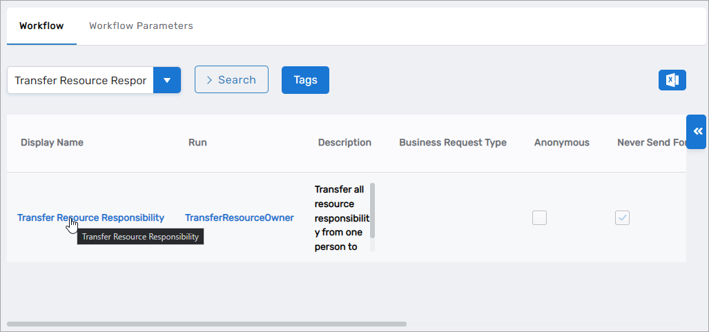 Transfer Resource Responsibility workflow
