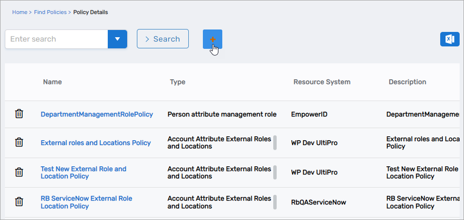Add button on Dynamic Hierarchy Policies page