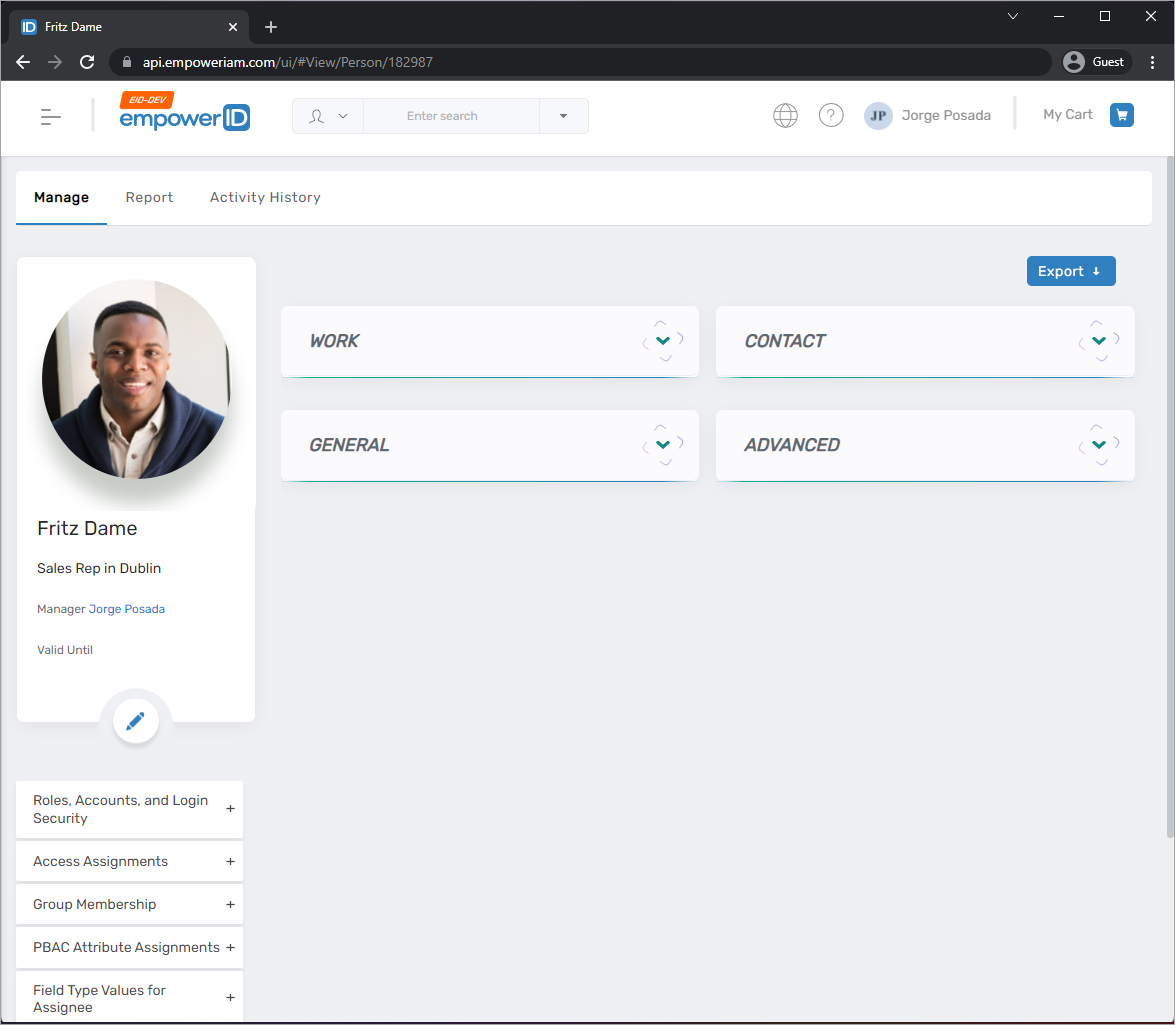 View One Person page