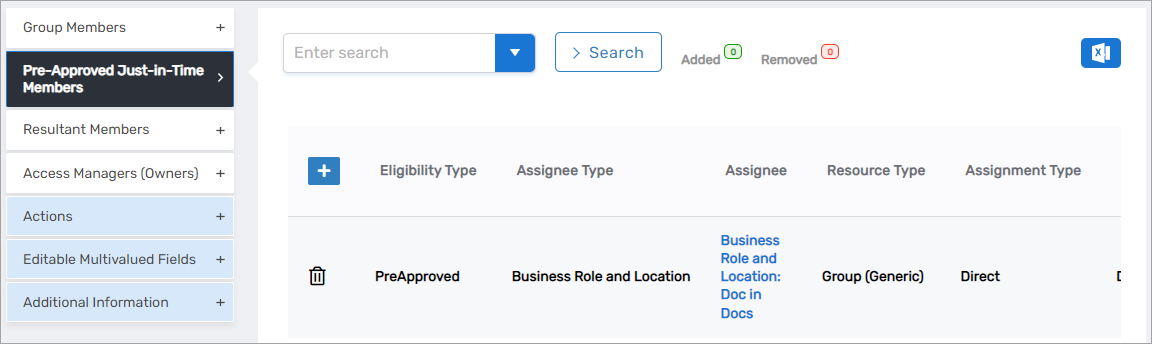 Pre-Approved Just-in-Time accordion with eligibility assignments