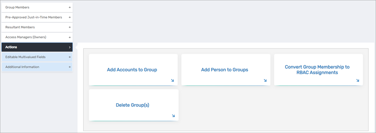 Actions accordion with workflow tiles