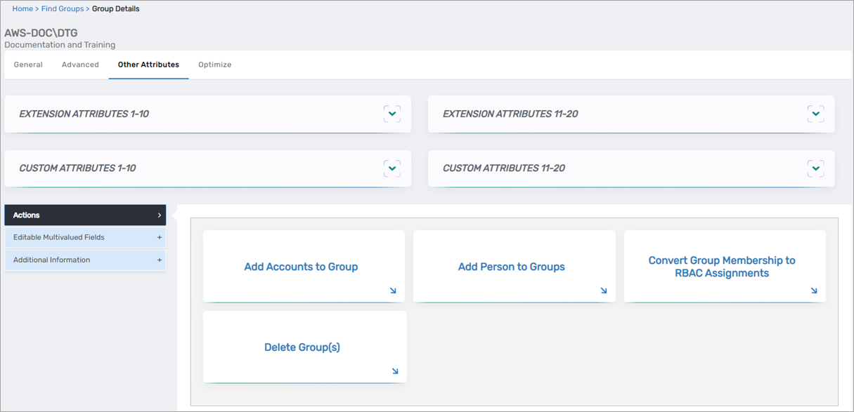 Other Attributes tab with custom fields and actions