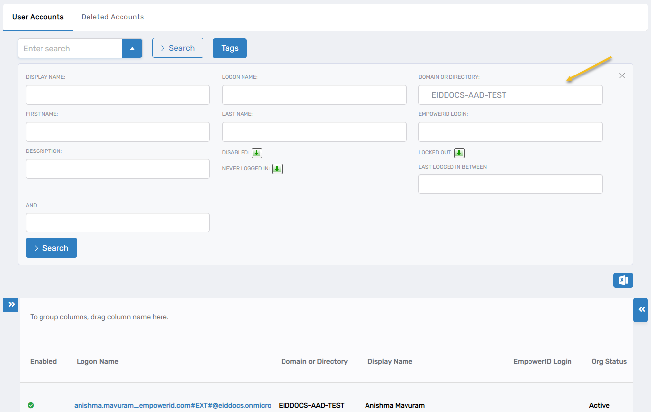 Advanced search example
