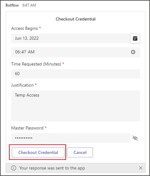 Checkout Credential Form