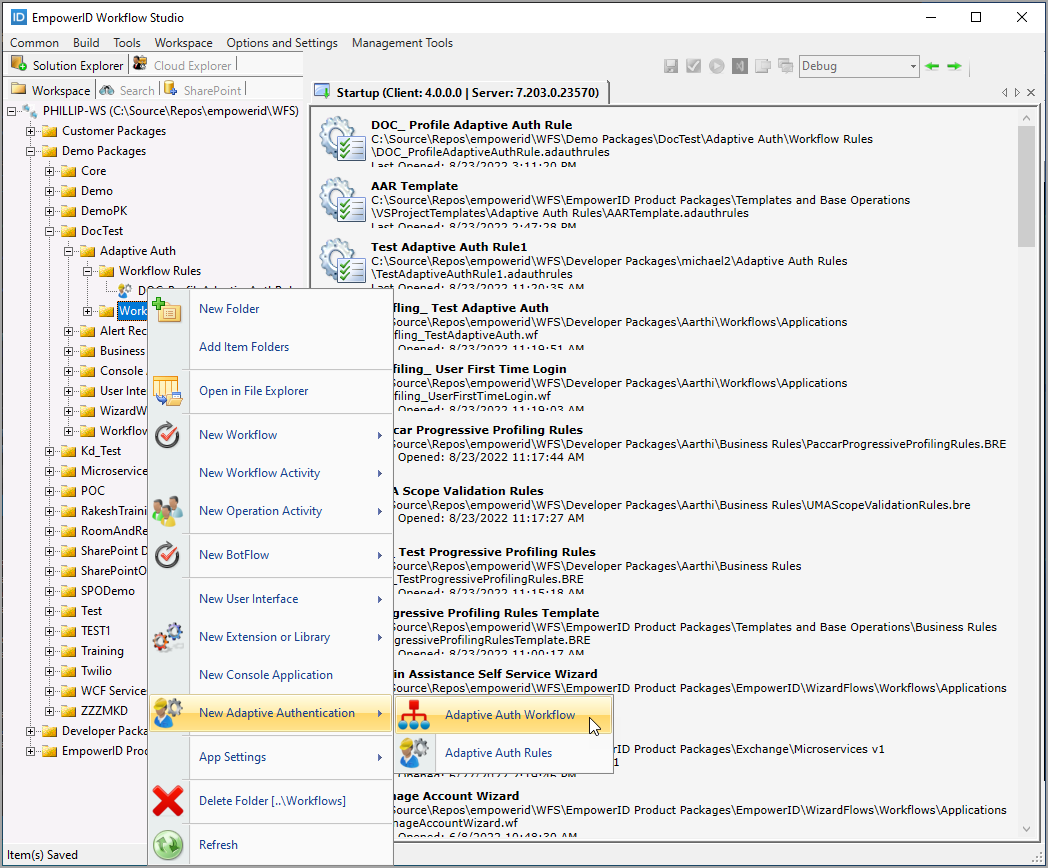 Create adaptive auth workflow