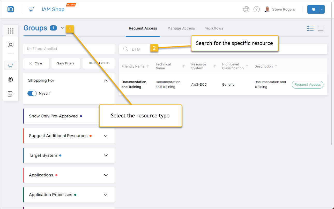 Resource Type Selection