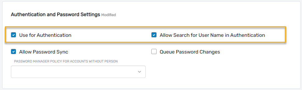 Authentication settings