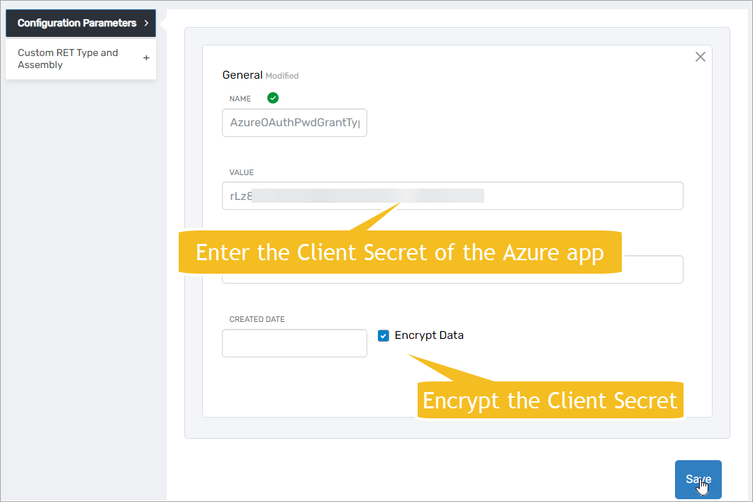Client secret parameter