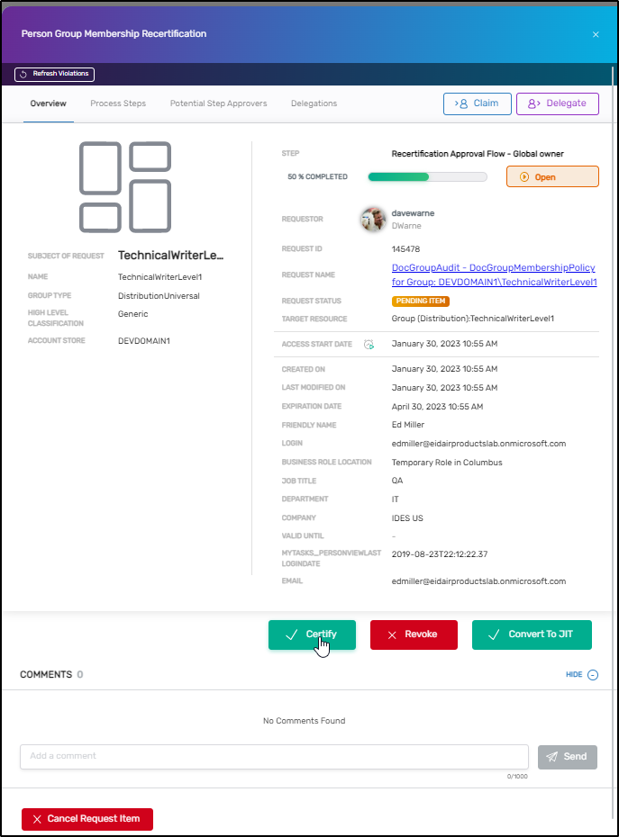Recertification Decision Details