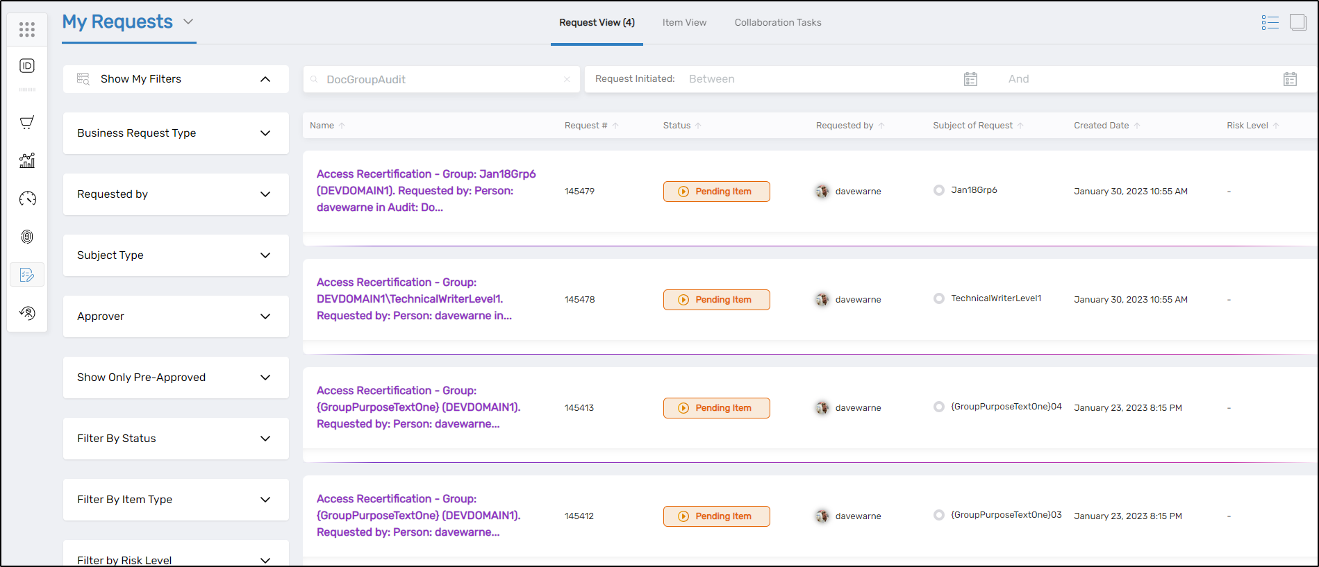 Search for Business Request