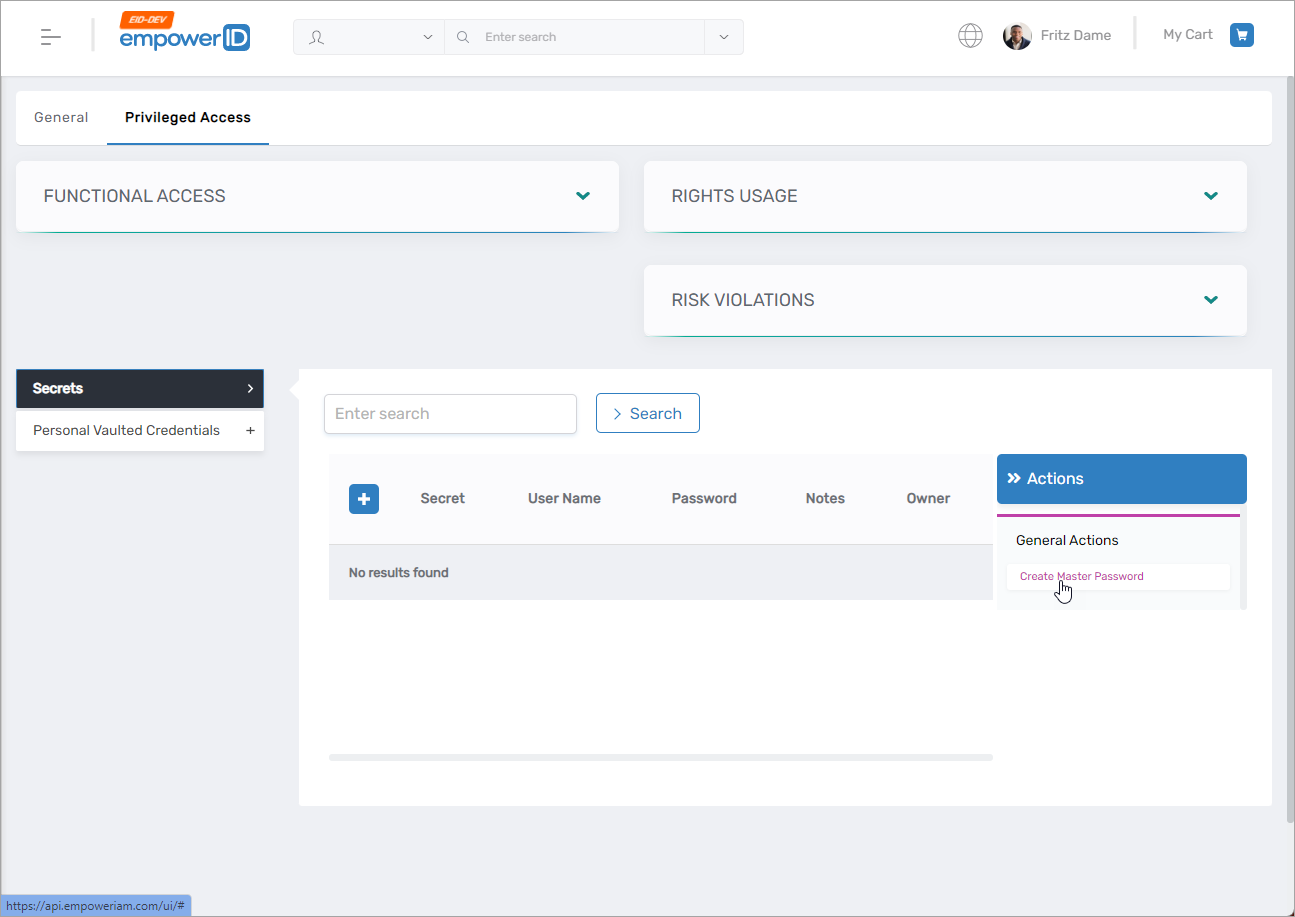 Create master password