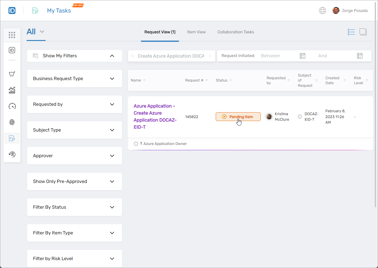 Pending Item Selection