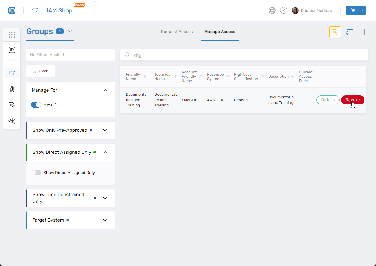 Revoke Access Button