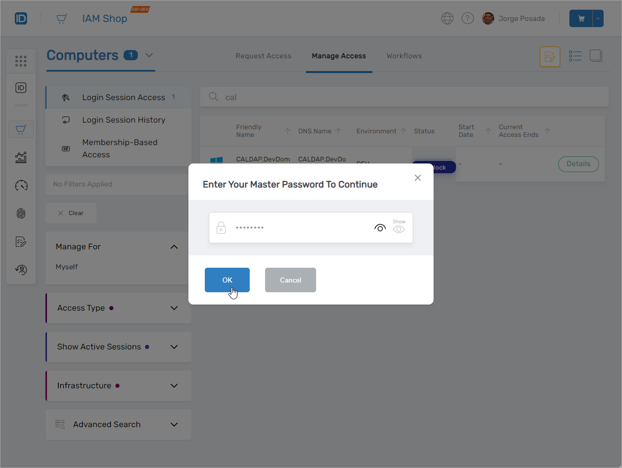 Enter master password