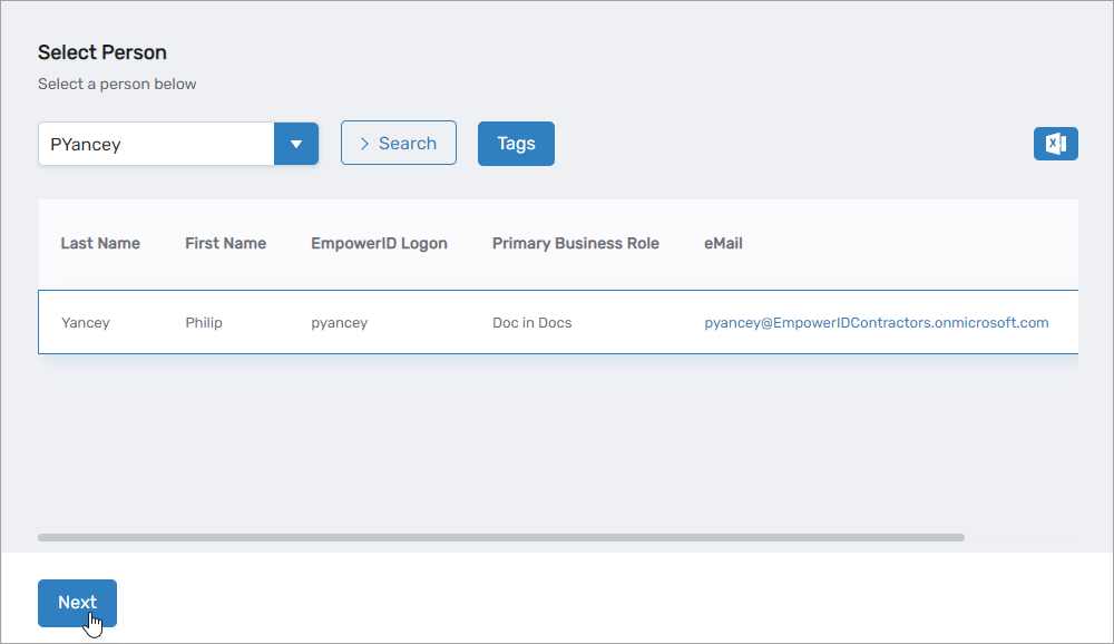 Person Selection Form