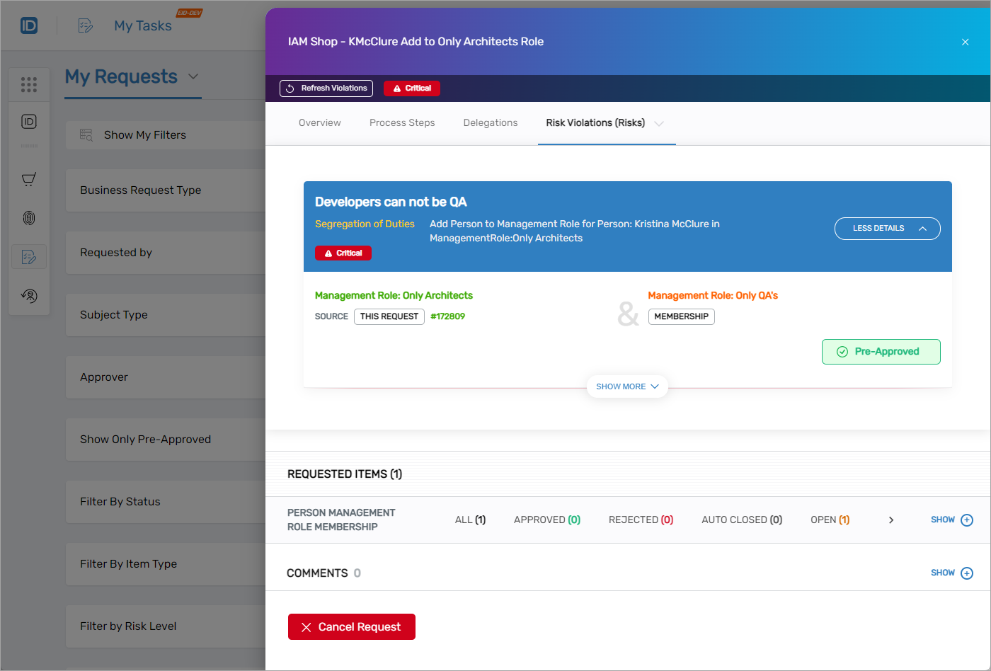 Risk Violation Details