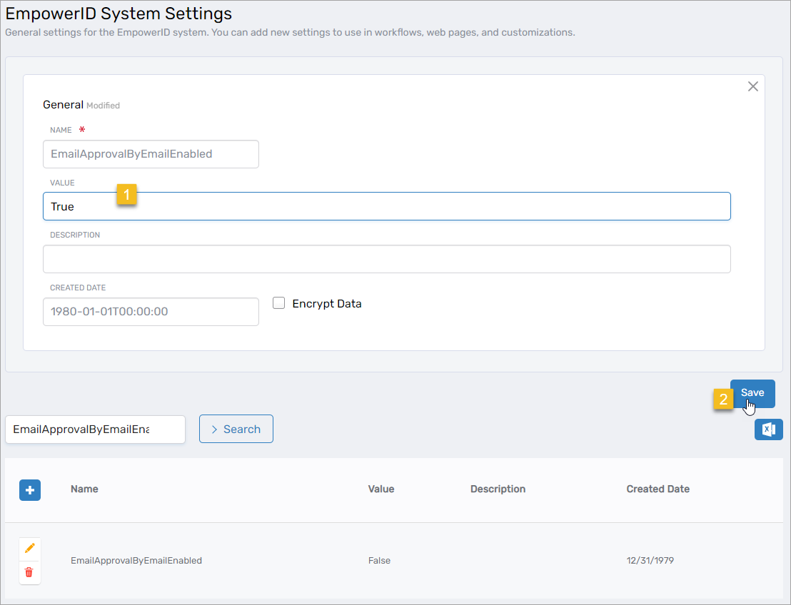Set EmailApprovalbyEmailEnabled to True