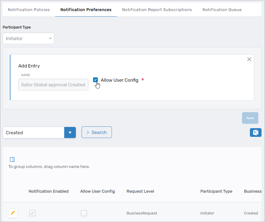 Allow User Configuration