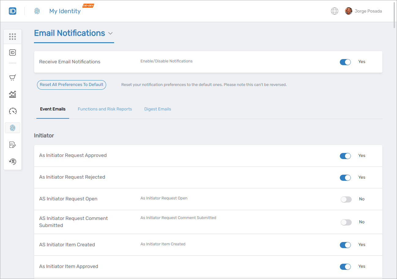 Email Notifications Page