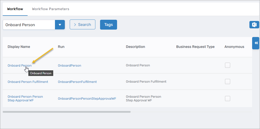 Onboard Person workflow