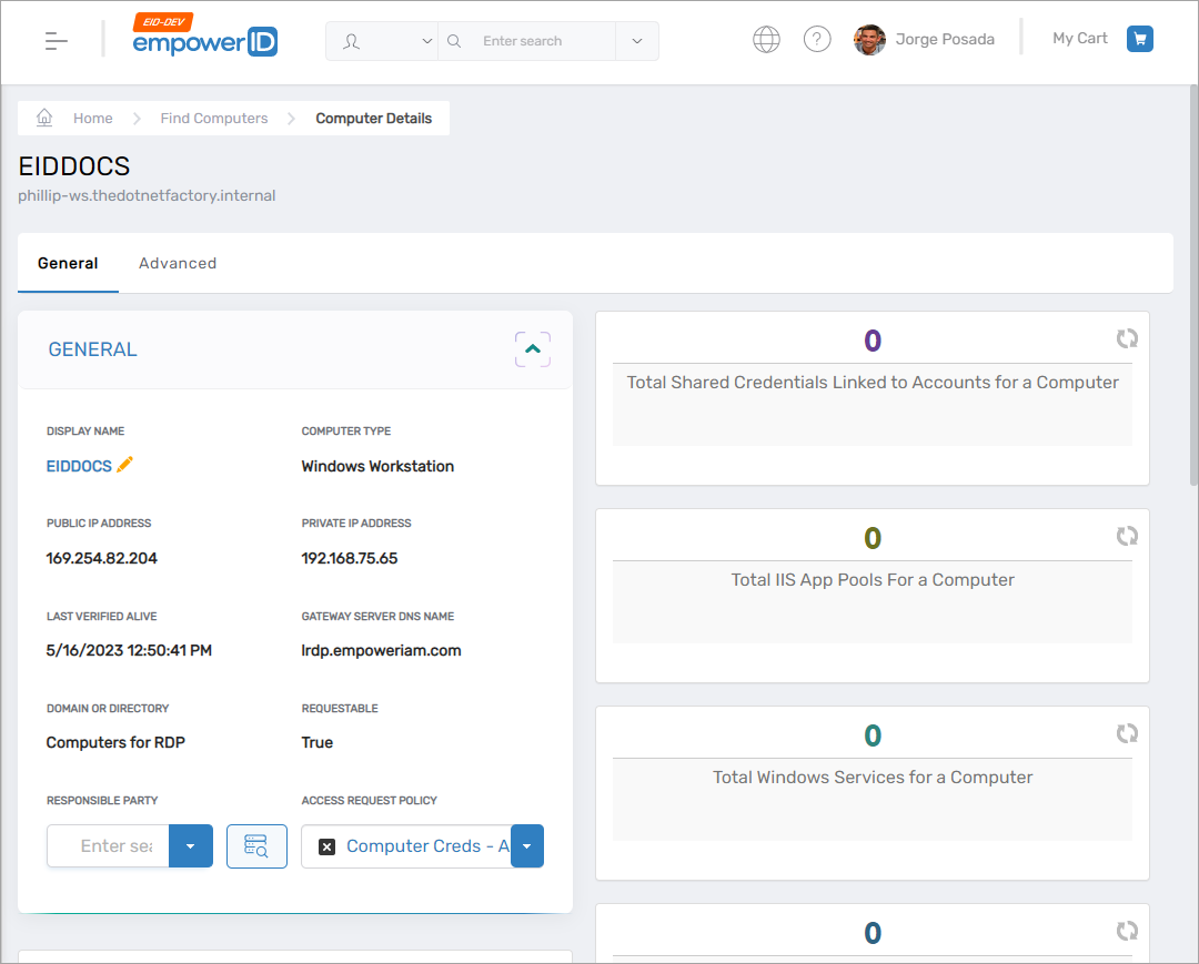 Computer View One page with RBAC and other configuration tabs