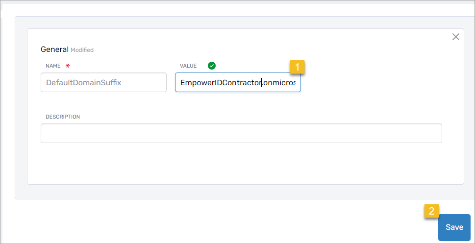 Parameter value field with Save button