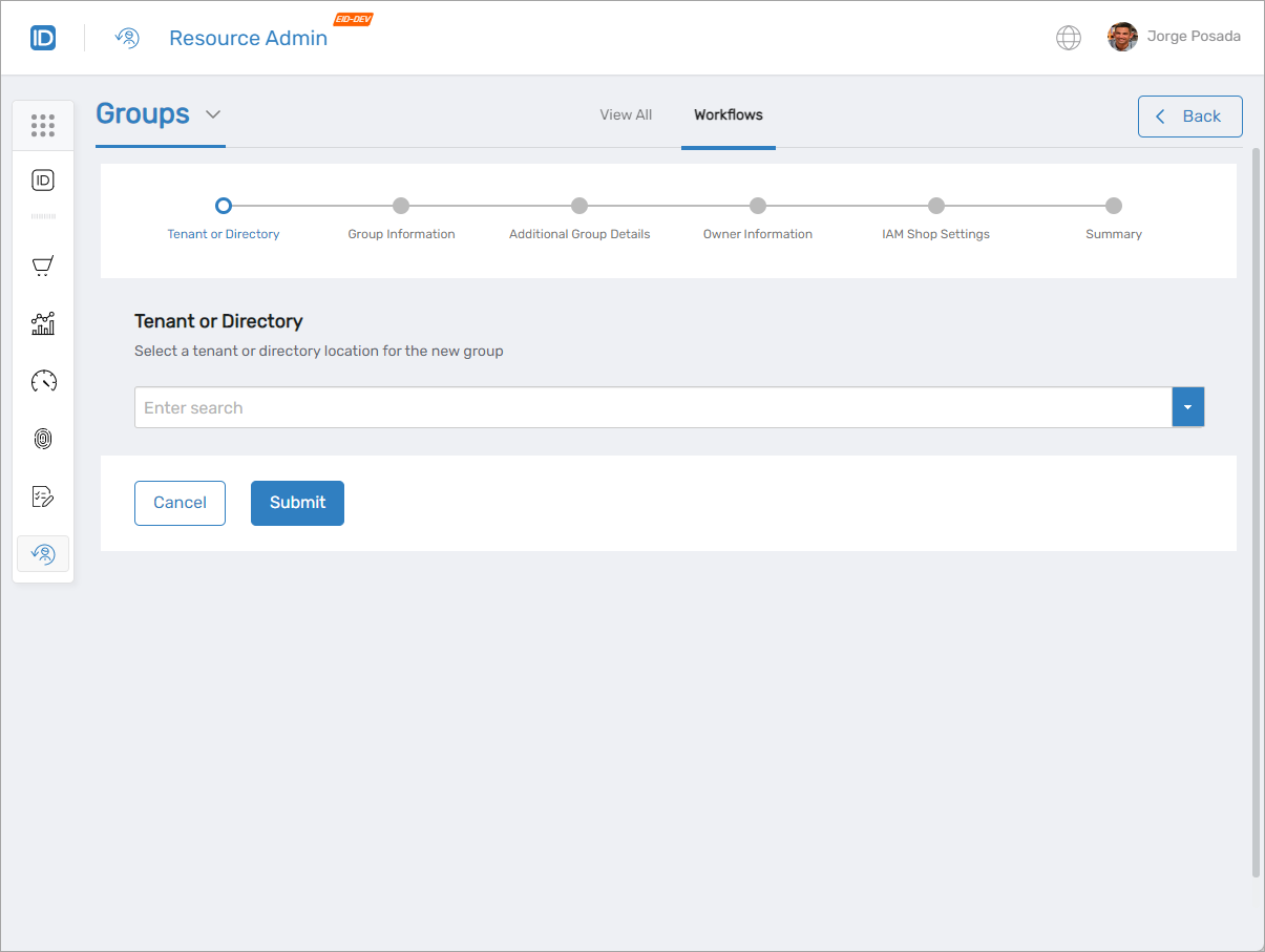 Onboard Group wizard initial screen