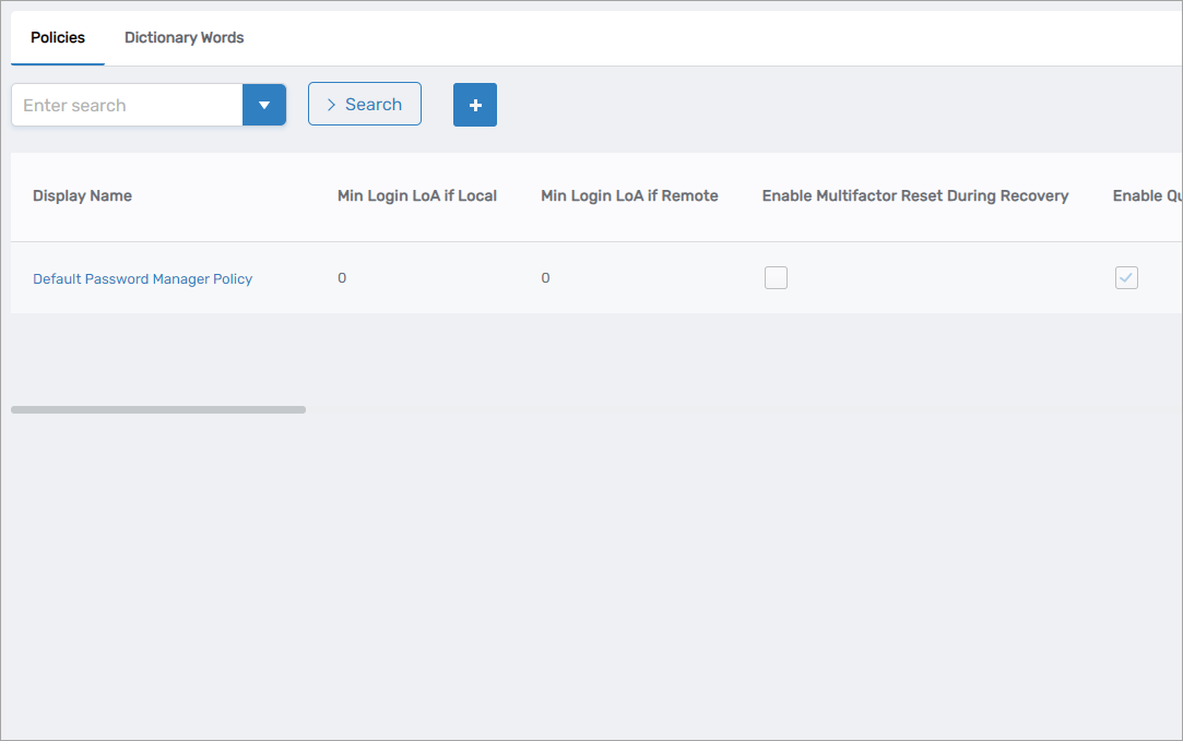 Find Password Manager Policy Page