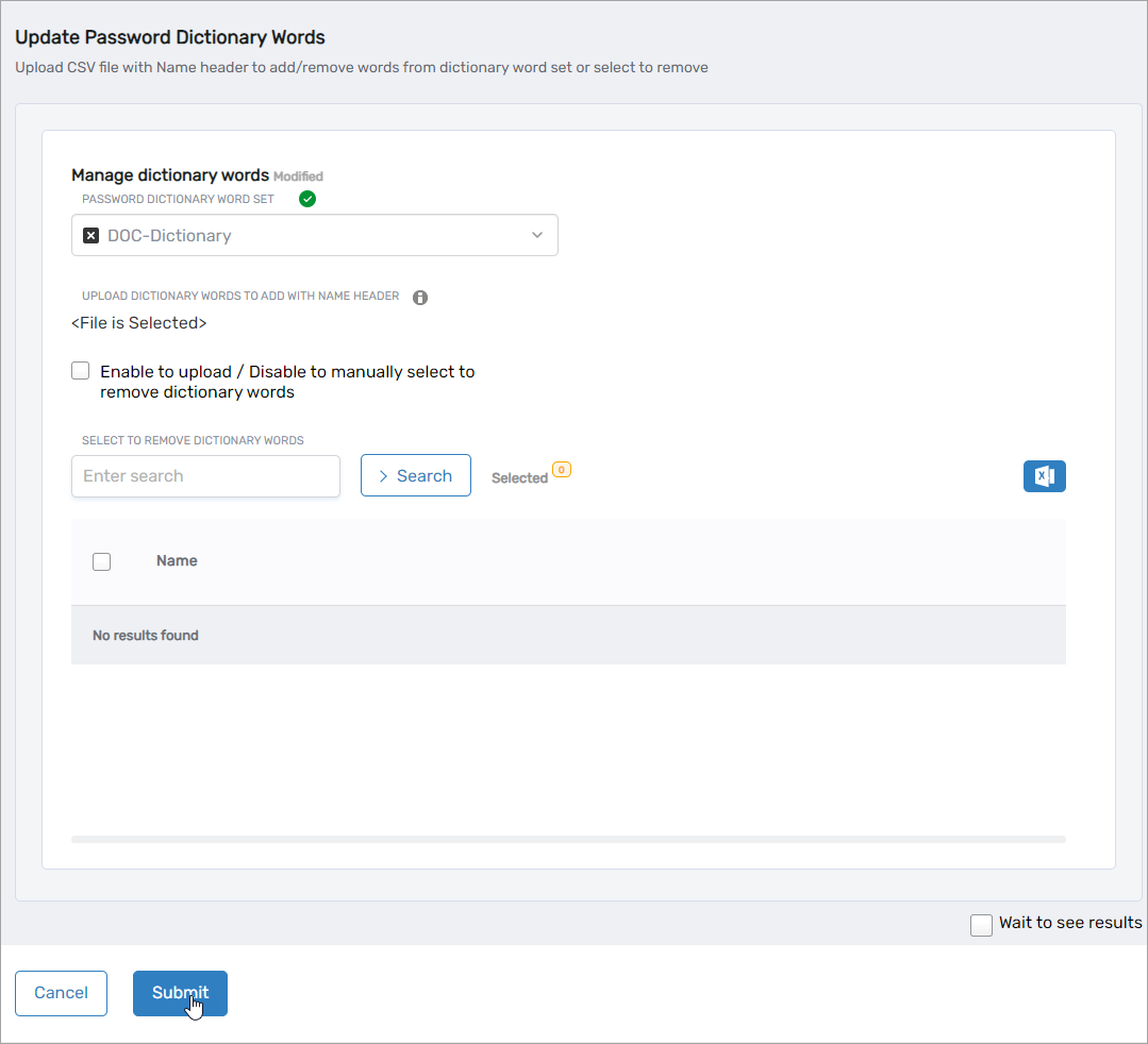 Submit Dictionary Words