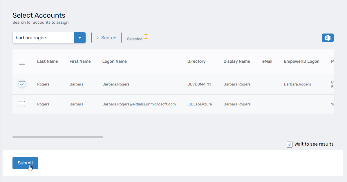 Selected objects for responsibility assignment