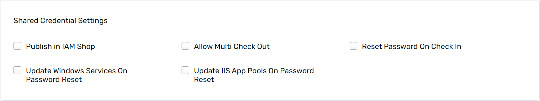 Shared Credential Settings