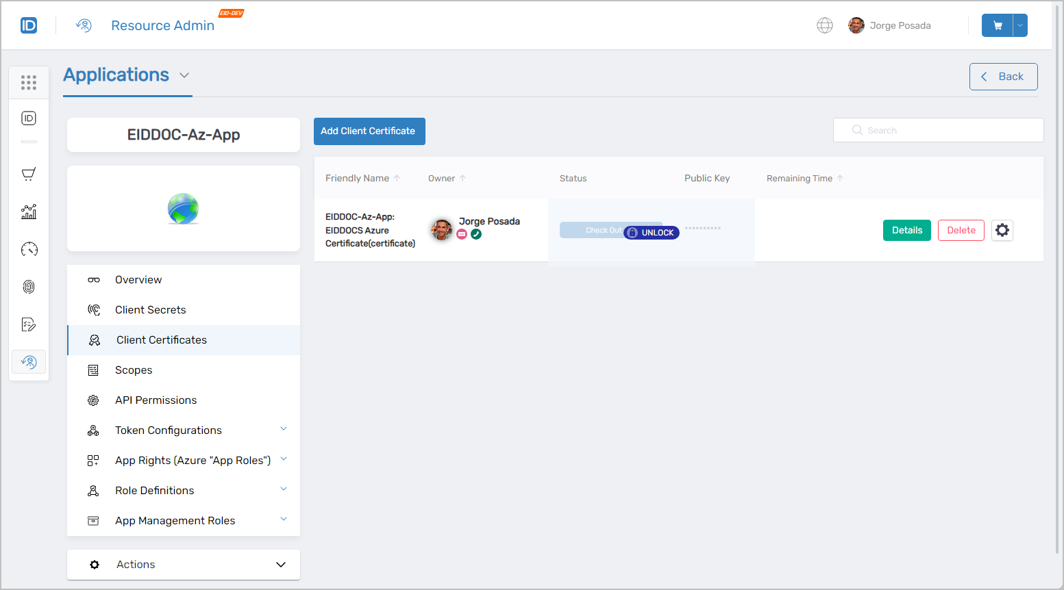 Client Certificates Tab