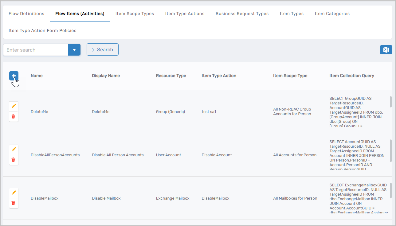 New Flow Item Button