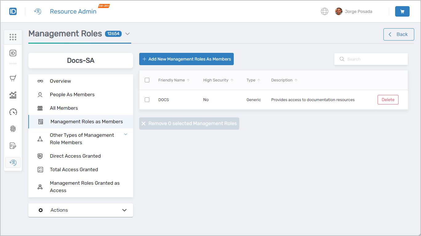 Management Roles as Members Tab