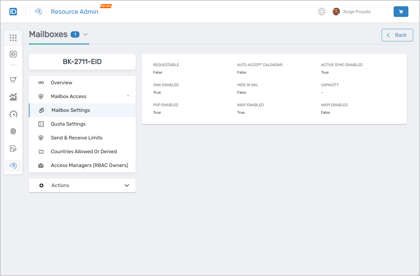 Mailbox Settings Tab