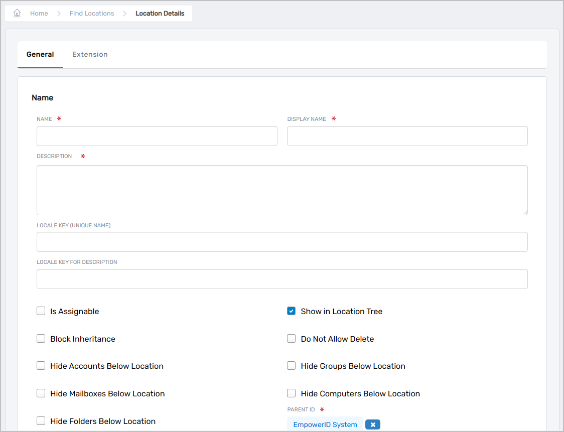 Location Details form