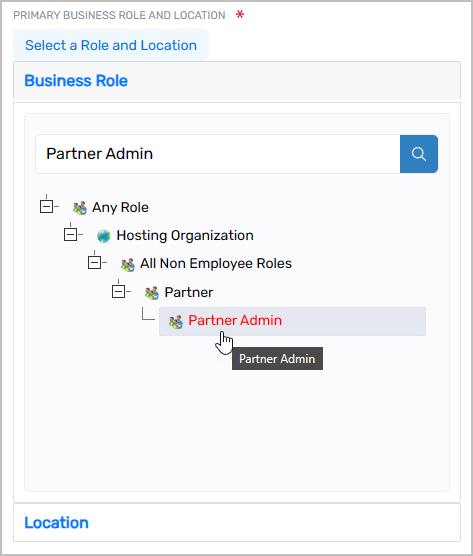 Partner Admin Business Role selected