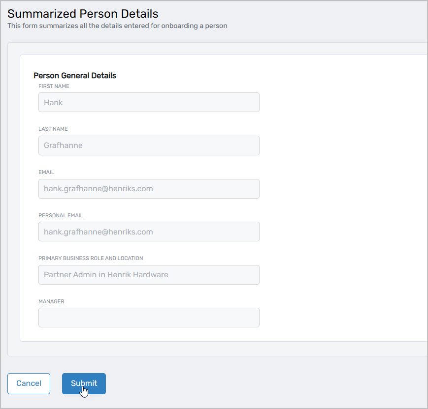 Summary information for partner admin