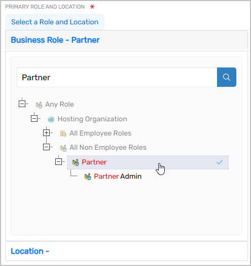 Partner Business Role selected