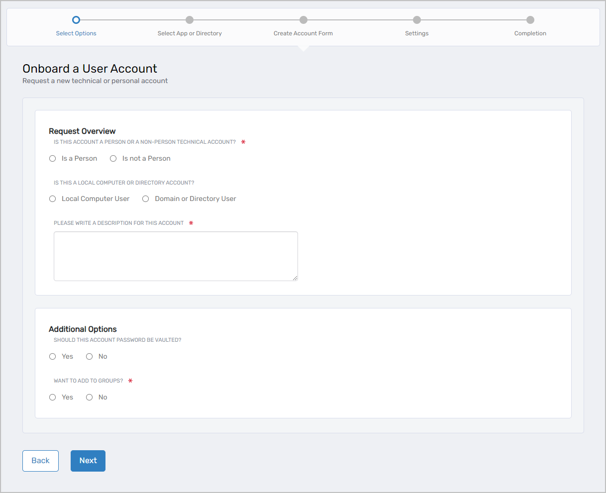 Onboard Account Wizard