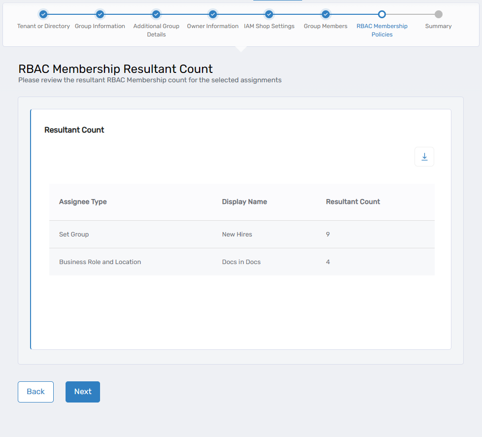 RBAC membership count preview