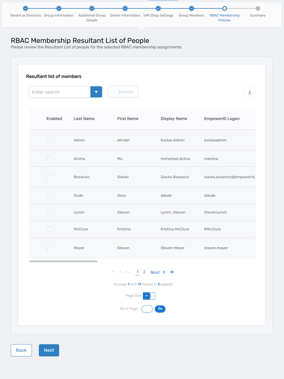 RBAC membership people list